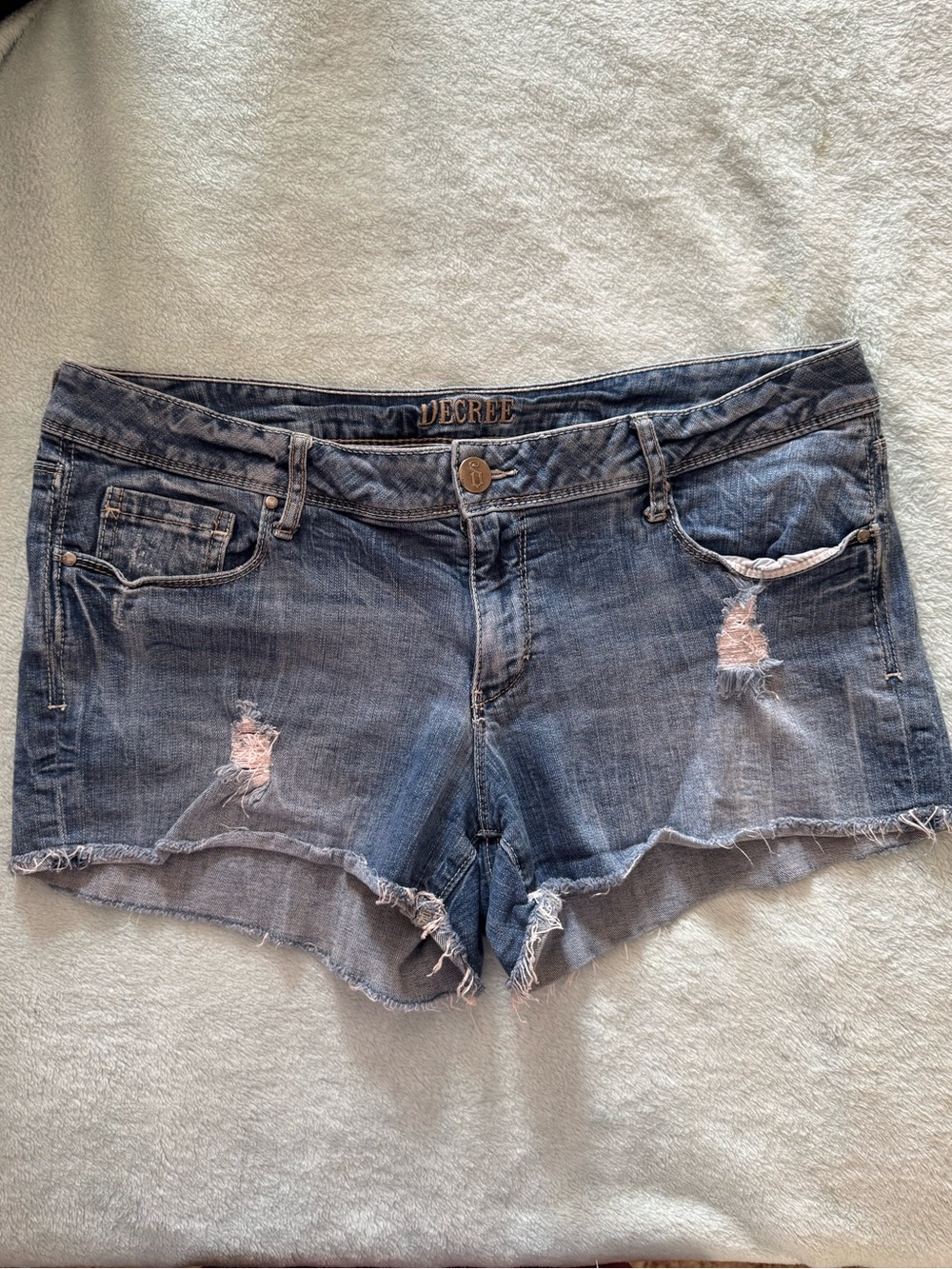 Womens/Juniors Decree Blue Denim Stretch Jean Shorts Size 15